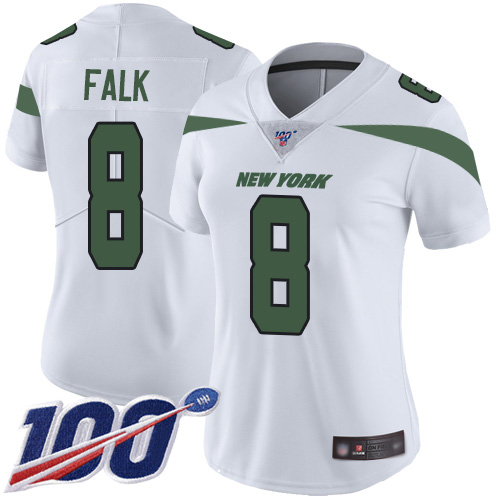 New York Jets Limited White Women Luke Falk Road Jersey NFL Football #8 100th Season Vapor Untouchable->youth nfl jersey->Youth Jersey
